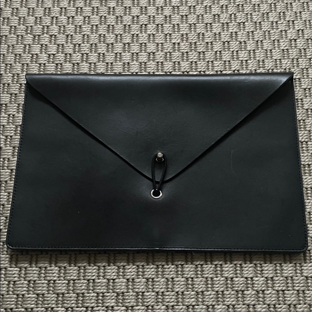 Cos Black Leather Envelope Clutch